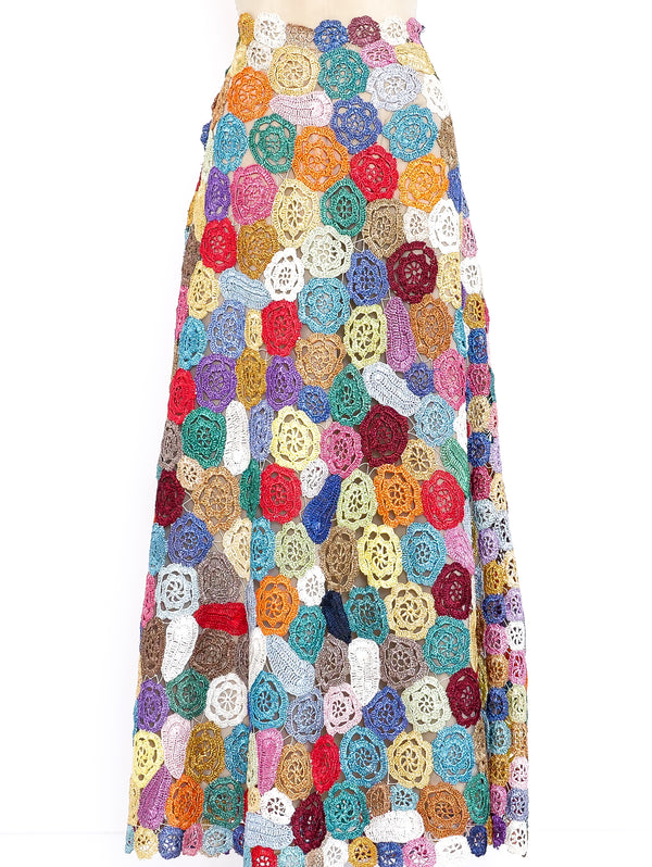 Multicolor Raffia Crochet Maxi Skirt Bottom arcadeshops.com
