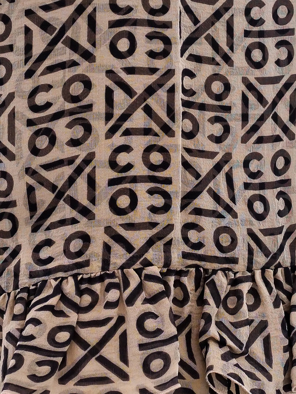 Chanel Coco Print Chiffon Ruffle Top Top arcadeshops.com