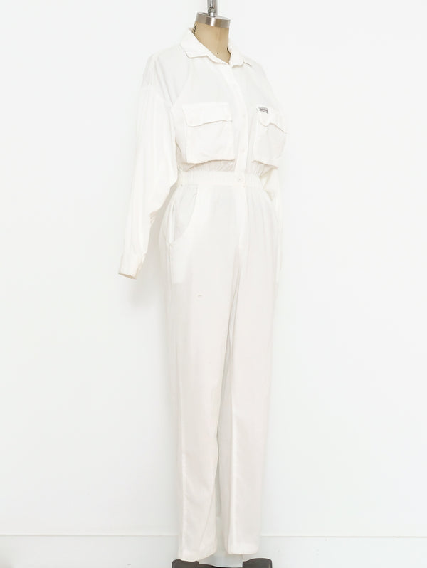 1980's White Corduroy Jumpsuit Suit arcadeshops.com