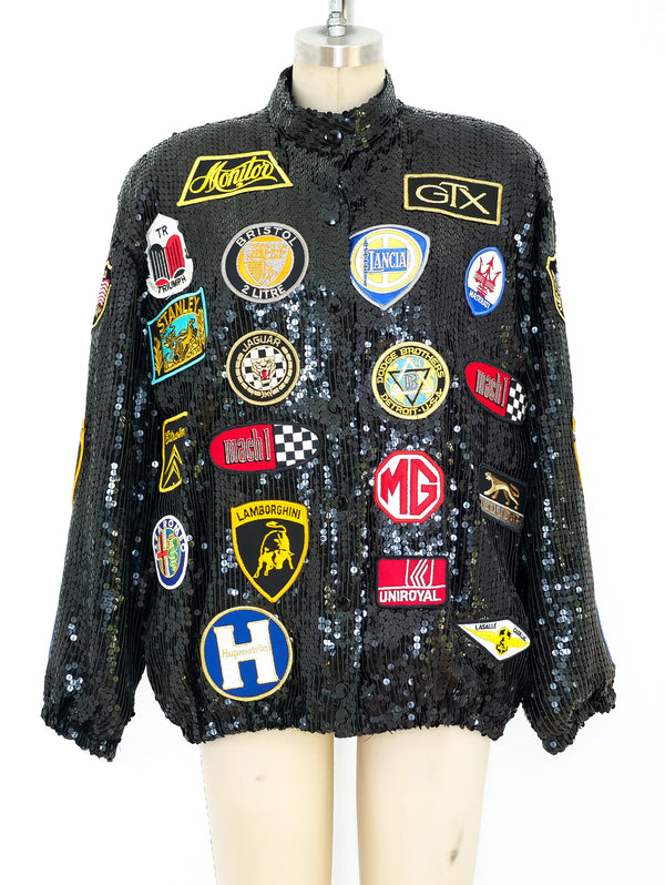 Sequin Race Car Patch Jacket Jacket arcadeshops.com