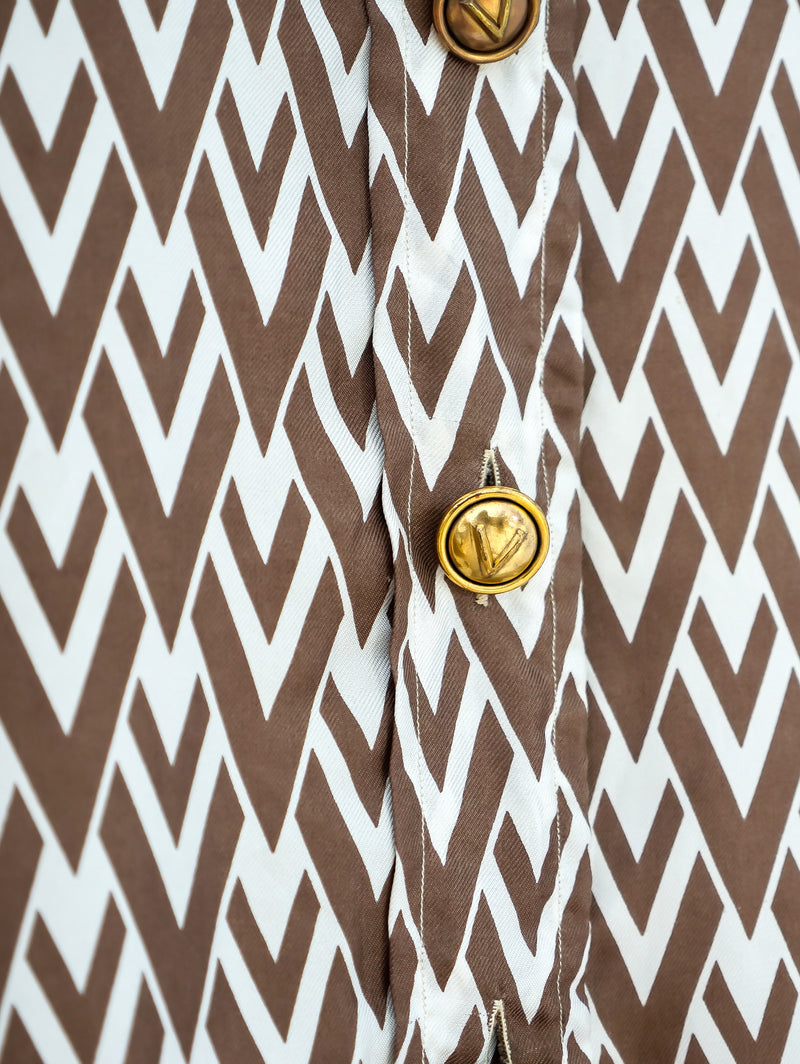 Valentino Logo Printed Silk Blouse Top arcadeshops.com