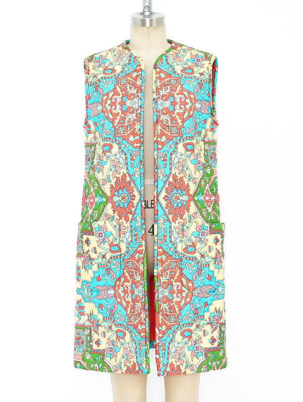 Mollie Parnis Printed Sleeveless Quilted Jacket Jacket arcadeshops.com