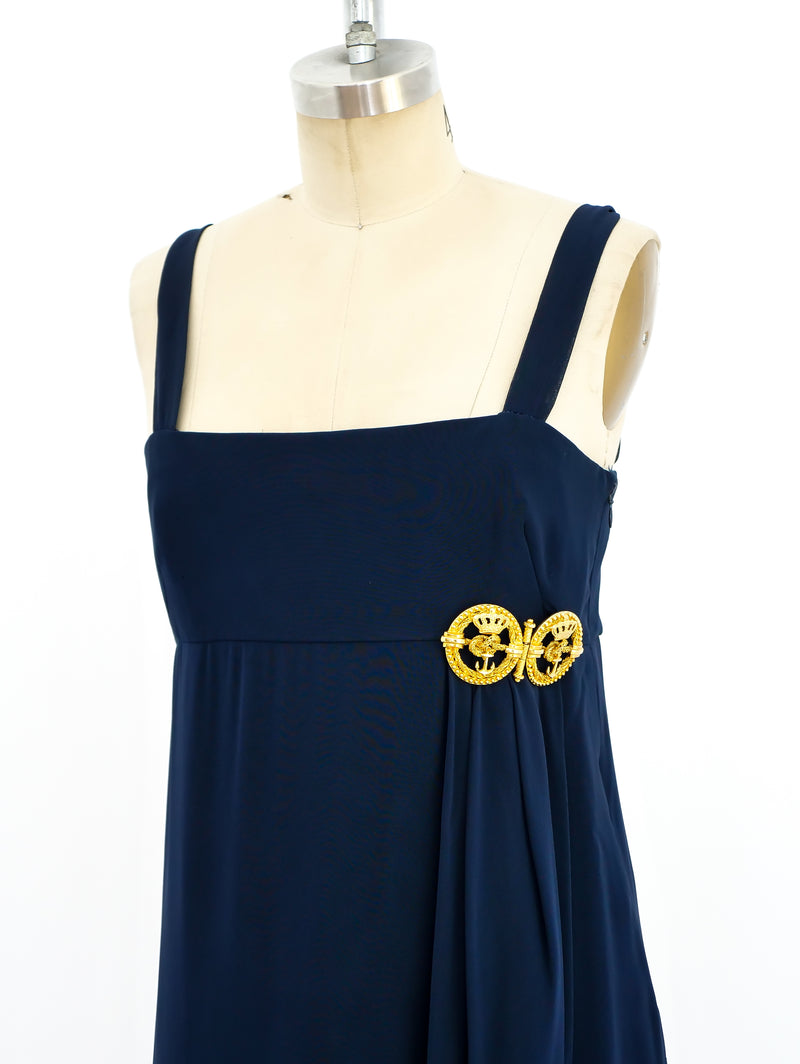 Nina Ricci Navy Empire Gown Dress arcadeshops.com