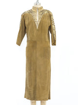 Snakeskin Trimmed Suede Dress Dress arcadeshops.com