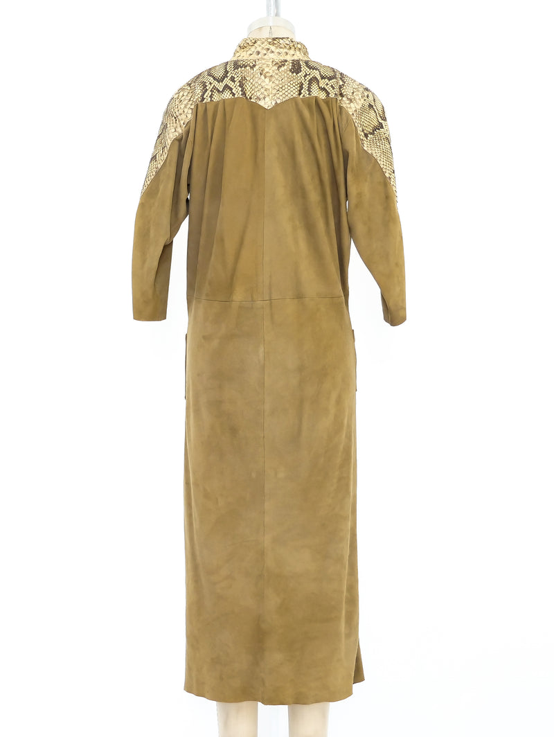 Snakeskin Trimmed Suede Dress Dress arcadeshops.com