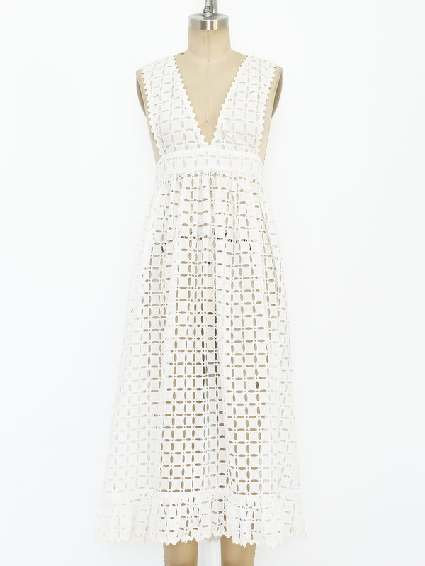 Eyelet Ruffle Dress Dress arcadeshops.com