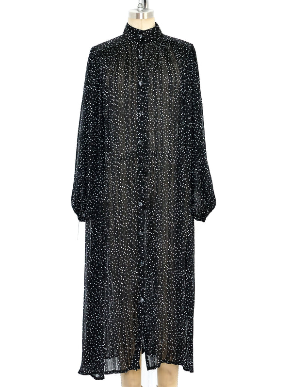 Polka Dot Pleated Chiffon Dress Dress arcadeshops.com