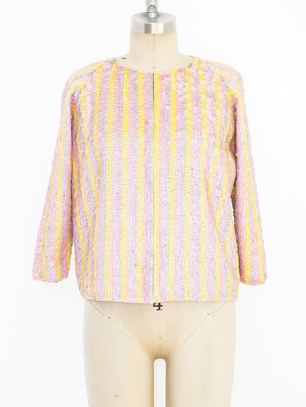 Gene Shelly Pastel Sequin Cardigan Jacket arcadeshops.com