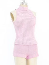 Pink Chenille Sleeveless Romper Suit arcadeshops.com