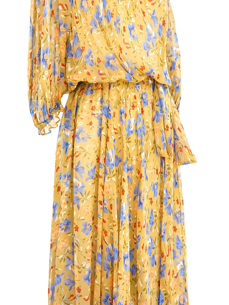 Albert Nipon Floral Chiffon Maxi Dress Dress arcadeshops.com