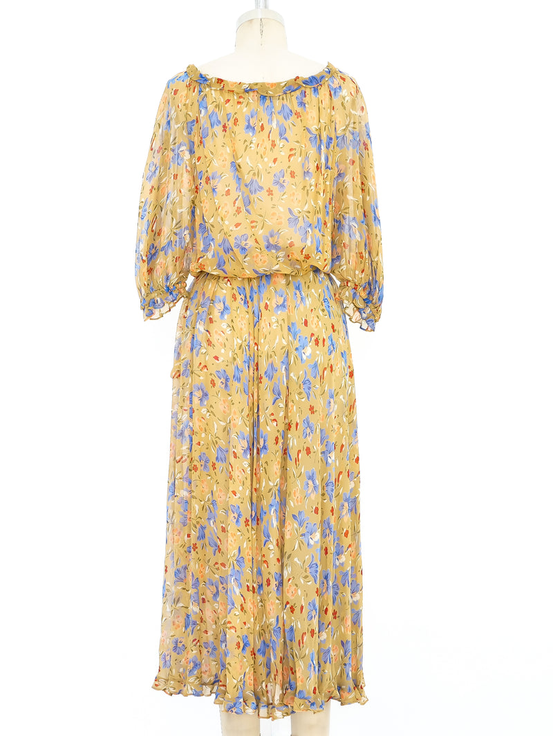 Albert Nipon Floral Chiffon Maxi Dress Dress arcadeshops.com