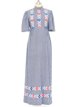Floral Embroidered Gingham Dress Dress arcadeshops.com
