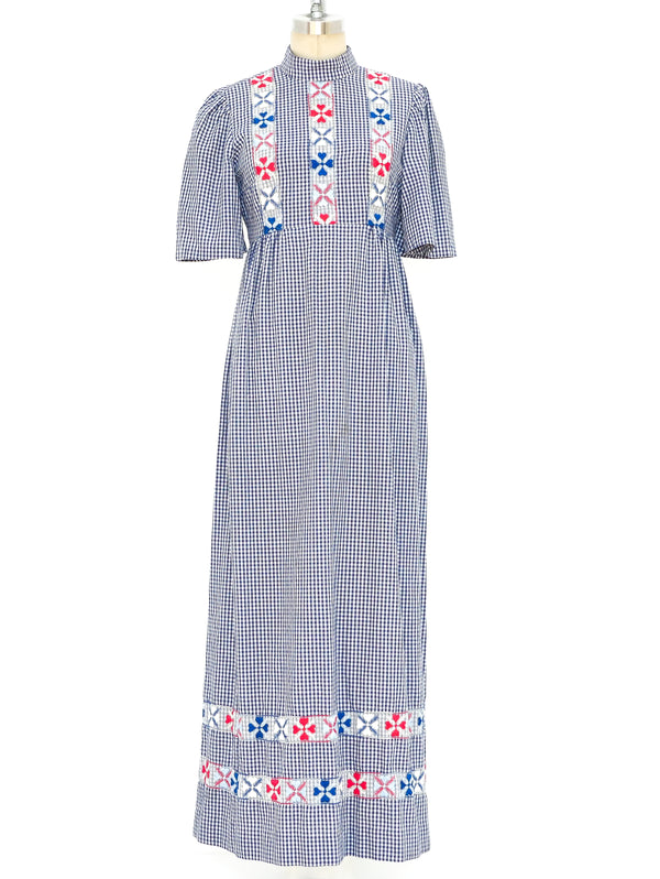 Floral Embroidered Gingham Dress Dress arcadeshops.com