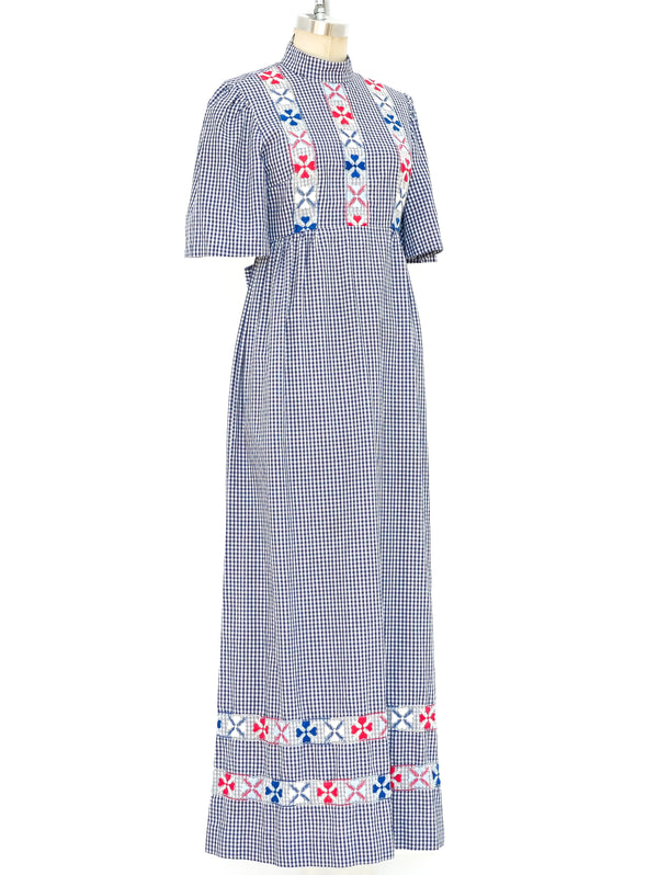 Floral Embroidered Gingham Dress Dress arcadeshops.com