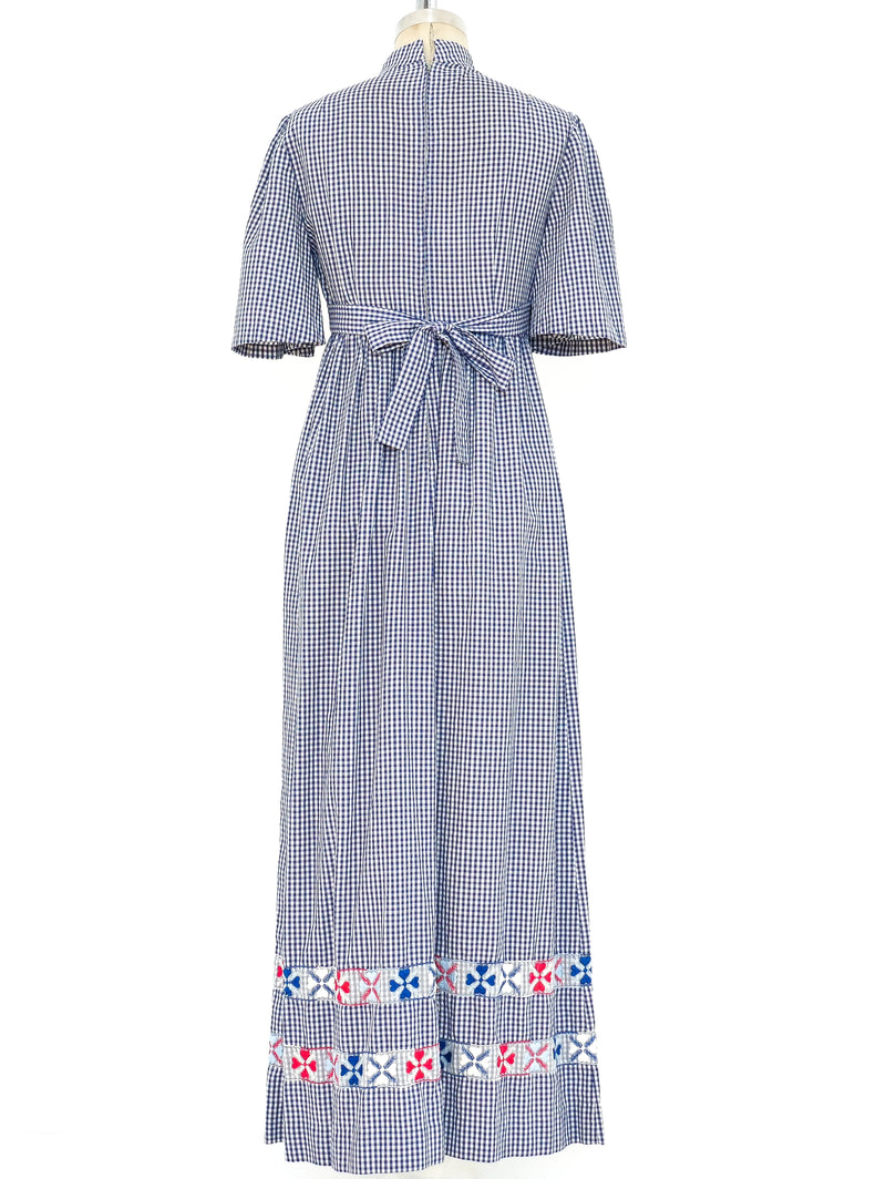 Floral Embroidered Gingham Dress Dress arcadeshops.com