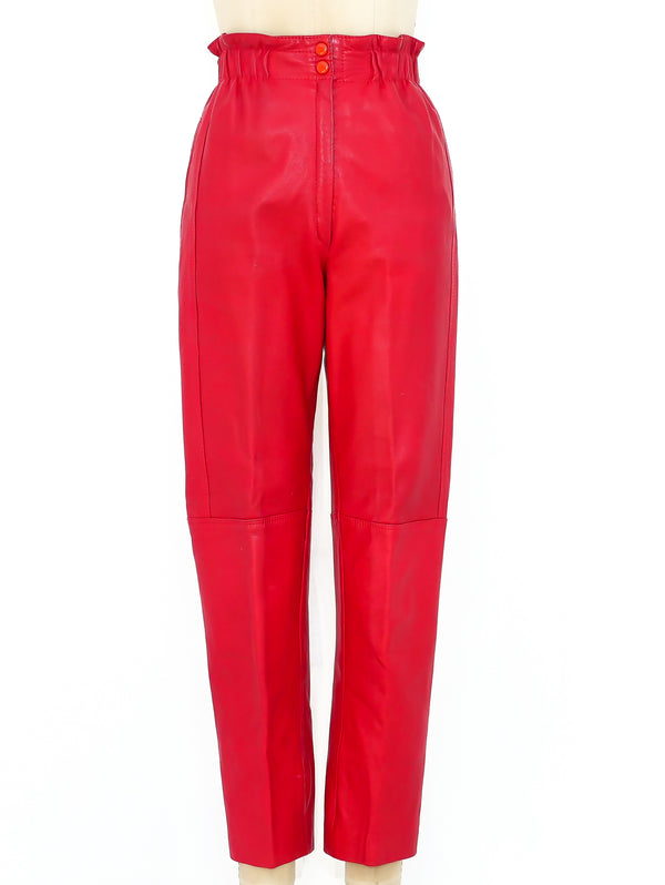 Red Leather Paperbag Pants Bottom arcadeshops.com
