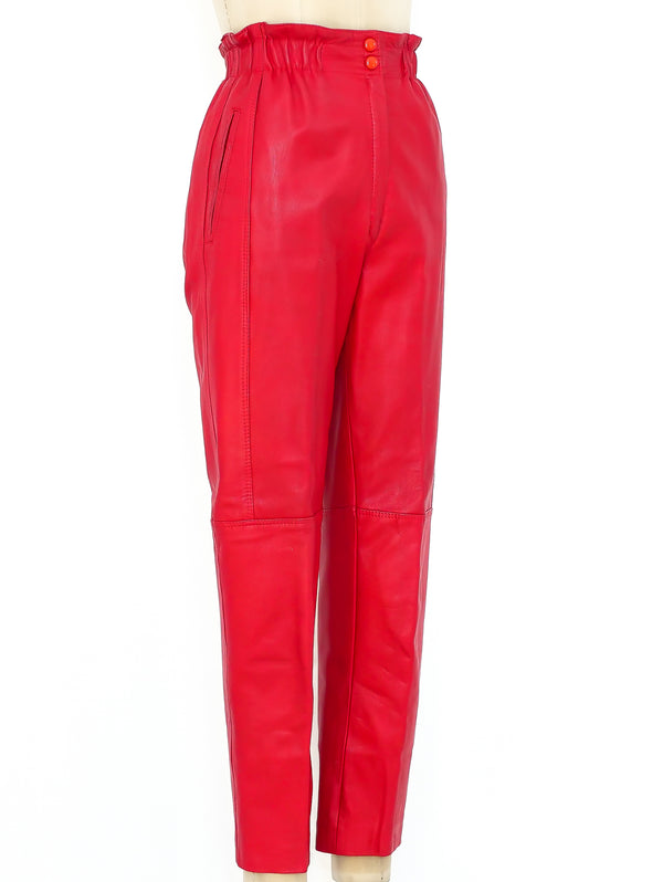 Red Leather Paperbag Pants Bottom arcadeshops.com