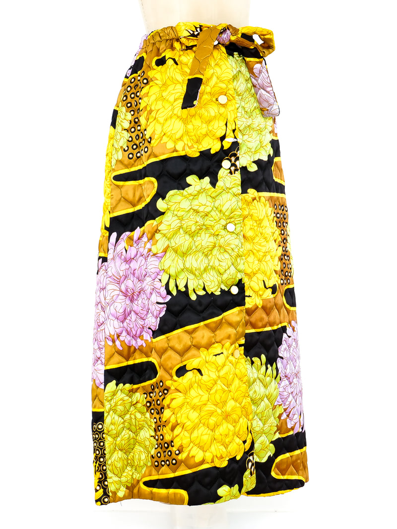 Quilted Satin Maxi Skirt Bottom arcadeshops.com