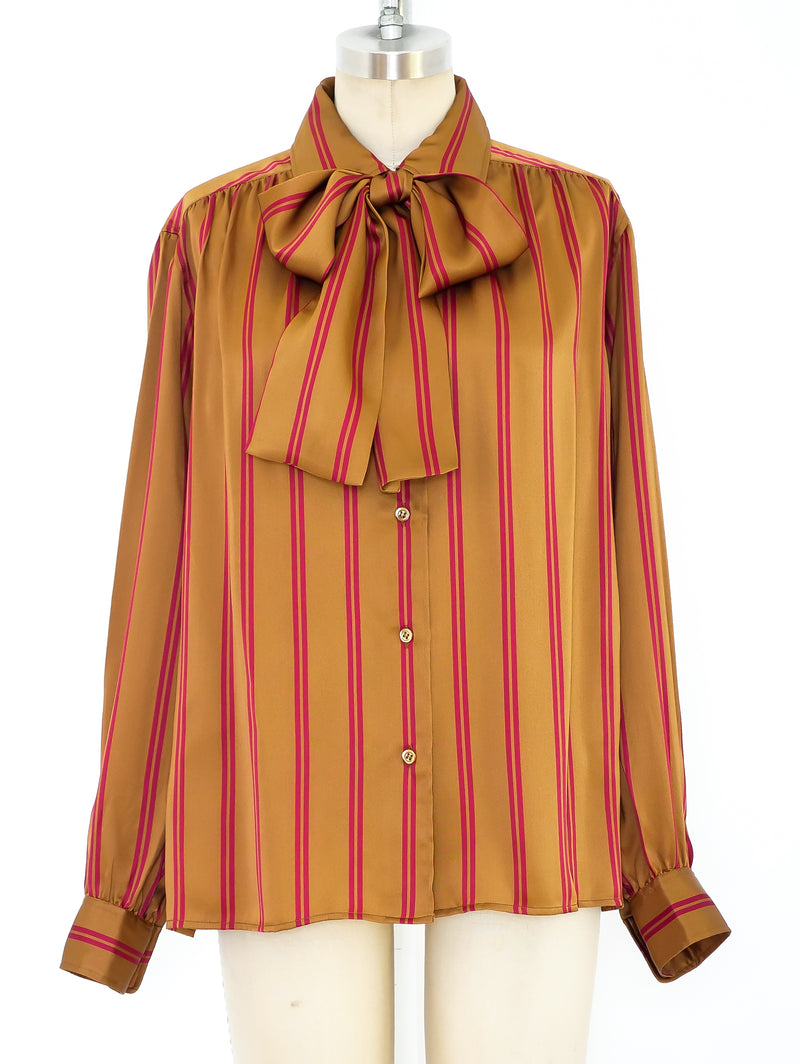 Yves Saint Laurent Striped Silk Shirt Top arcadeshops.com