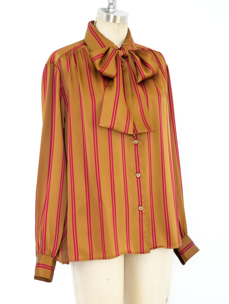 Yves Saint Laurent Striped Silk Shirt Top arcadeshops.com