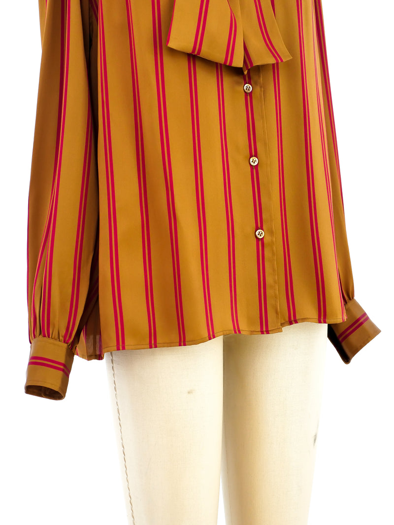 Yves Saint Laurent Striped Silk Shirt Top arcadeshops.com