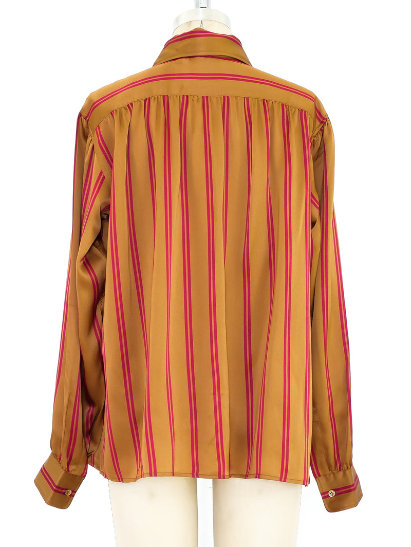 Yves Saint Laurent Striped Silk Shirt Top arcadeshops.com