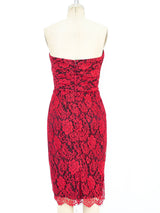 Dolce and Gabbana Red Lace Bustier Dress Dress arcadeshops.com