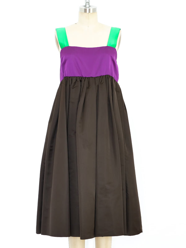 Bill Blass Satin Colorblock Babydoll Dress Dress arcadeshops.com