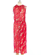 Yves Saint Laurent Metallic Silk Chiffon Dress Dress arcadeshops.com