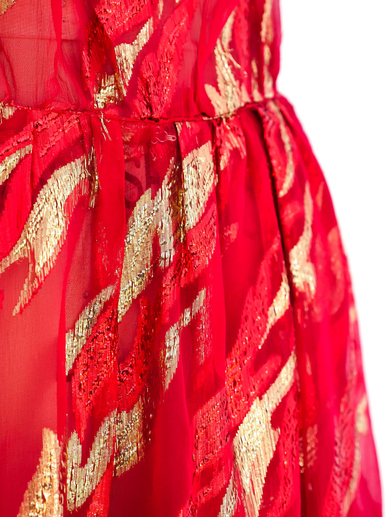 Yves Saint Laurent Metallic Silk Chiffon Dress Dress arcadeshops.com