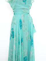 Norman Hartnell Floral Chiffon Gown Dress arcadeshops.com