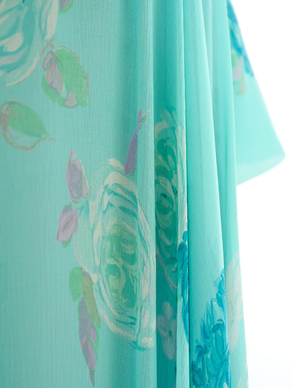 Norman Hartnell Floral Chiffon Gown Dress arcadeshops.com