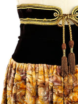 Metallic Velvet Belted Maxi Skirt Bottom arcadeshops.com