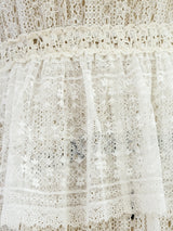 White Lace Ruffle Crochet Dress Dress arcadeshops.com