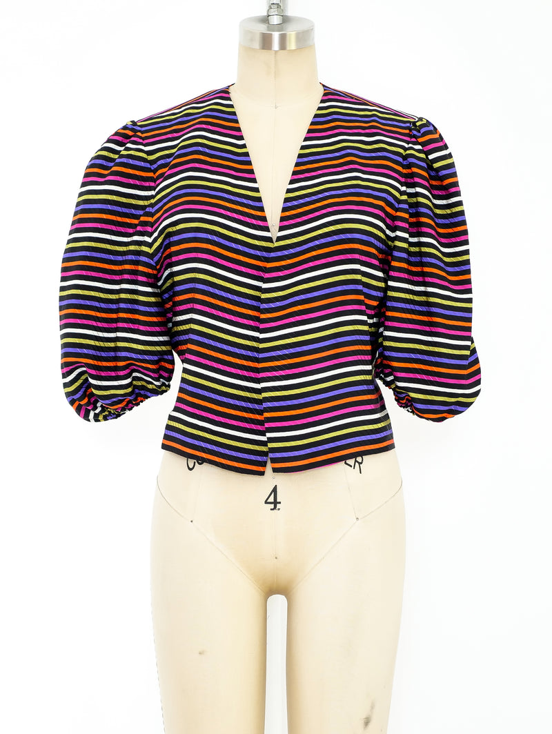 Jacqueline de Ribes Rainbow Striped Silk Jacket Jacket arcadeshops.com