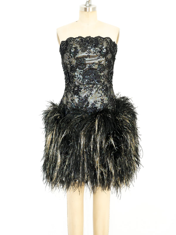 Victor Costa Feathered Cocktail Dress Dress arcadeshops.com