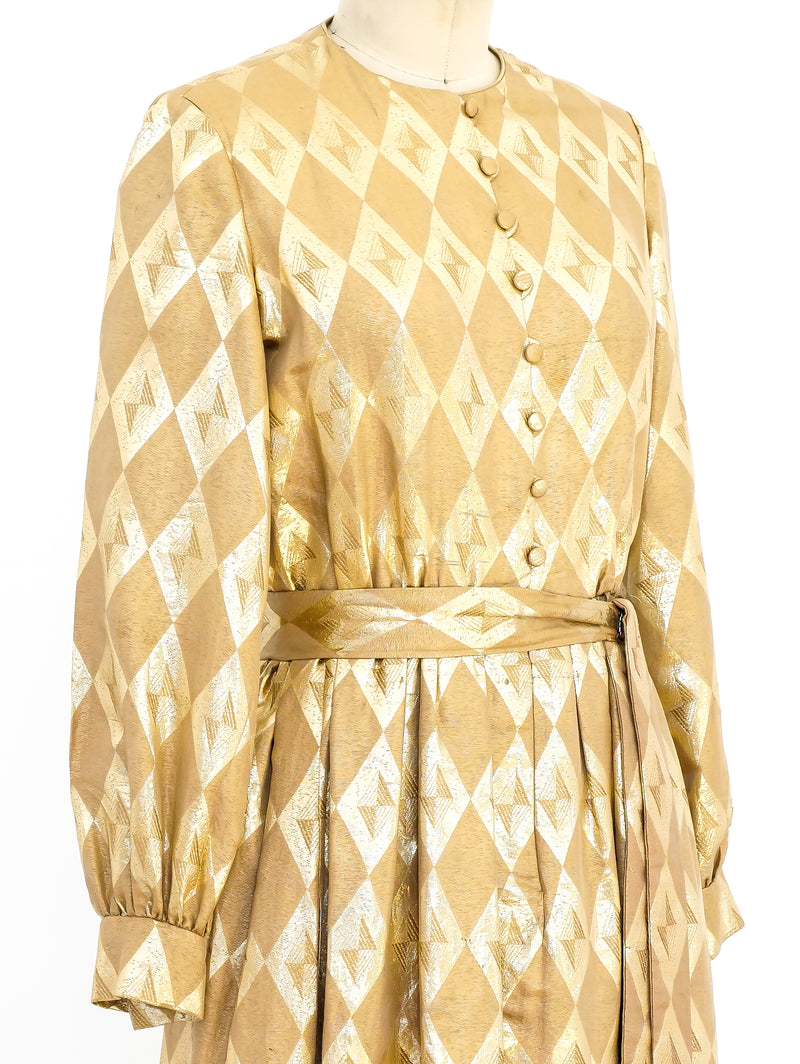 Donald Brooks Metallic Gold Maxi Dress Dress arcadeshops.com