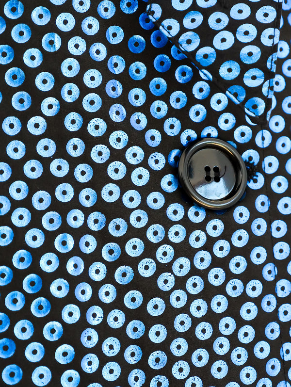 Blue Sequin Printed Trench Coat Jacket arcadeshops.com