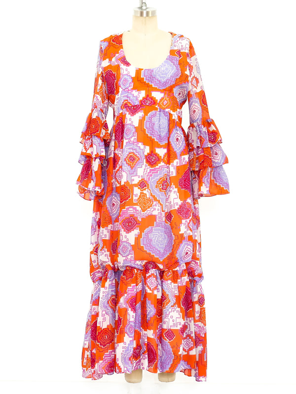 Teal Traina Tiered Ruffle Maxi Dress Dress arcadeshops.com