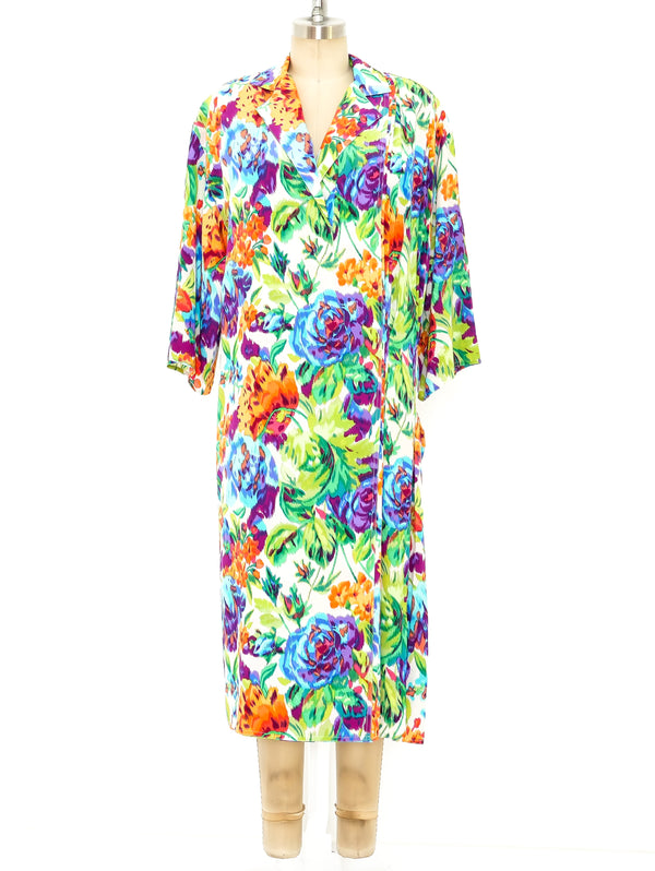 Gianfranco Ferre Floral Ikat Print Silk Dress Dress arcadeshops.com