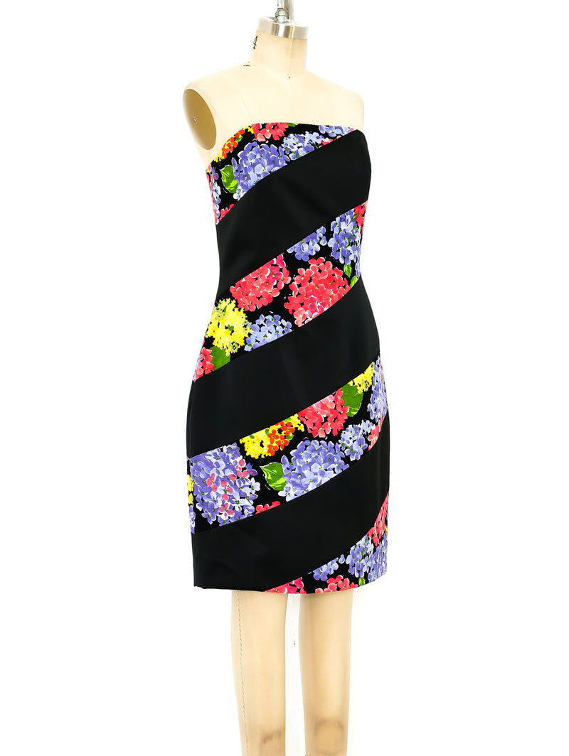 Bill Blass Banded Floral Bustier Dress Dress arcadeshops.com