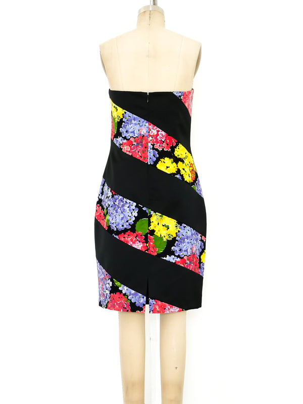 Bill Blass Banded Floral Bustier Dress Dress arcadeshops.com