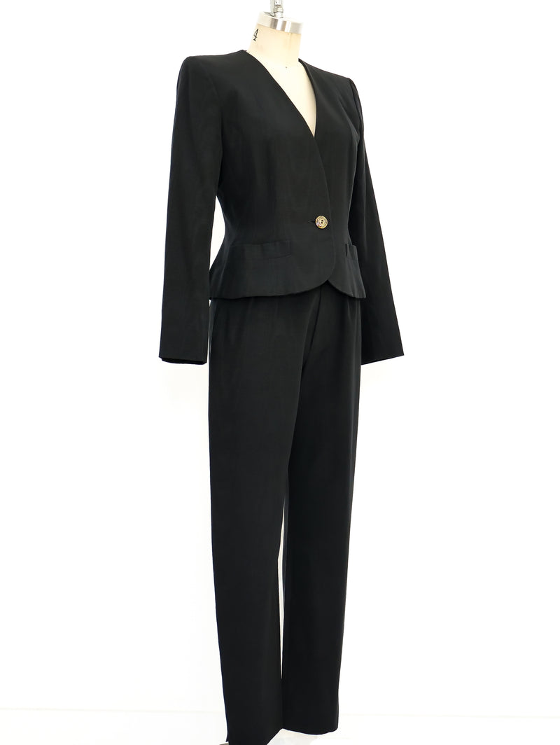 Yves Saint Laurent Black Twill Pant Suit Suit arcadeshops.com