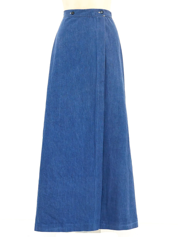 Hand Painted Denim Wrap Skirt Bottom arcadeshops.com