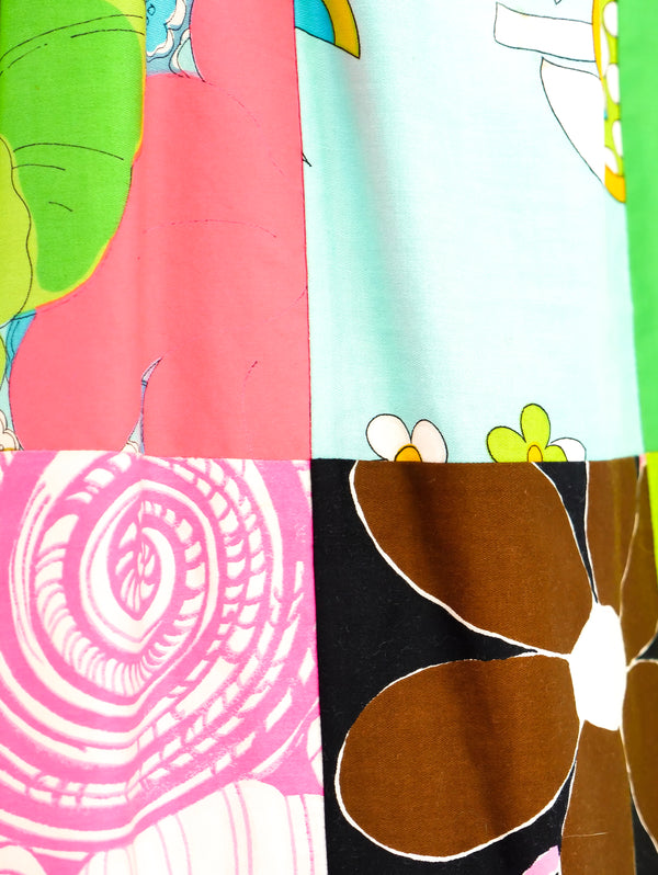 Neon Patchwork Maxi Wrap Skirt Bottom arcadeshops.com