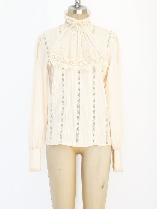 Ivory Silk and Lace Blouse Top arcadeshops.com