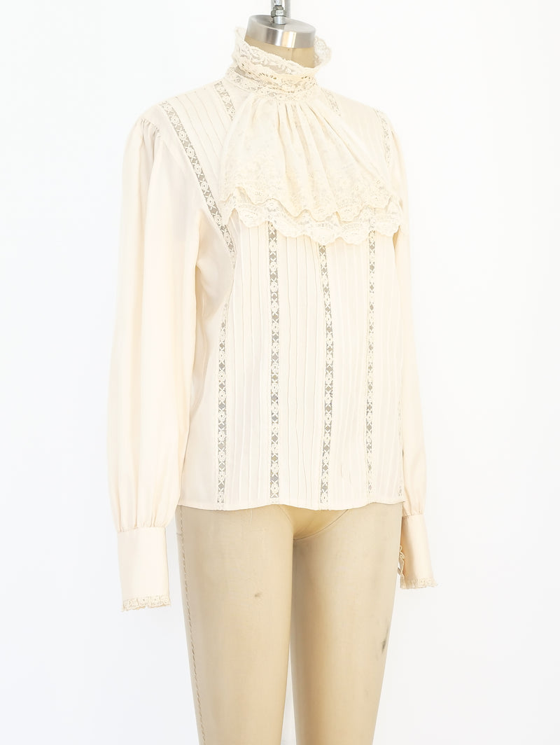 Ivory Silk and Lace Blouse Top arcadeshops.com