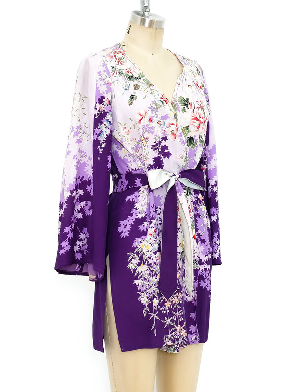 Lavender Floral Belted Jacket Jacket arcadeshops.com