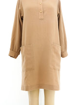 Yves Saint Laurent Khaki Cashmere Shirt Dress Dress arcadeshops.com