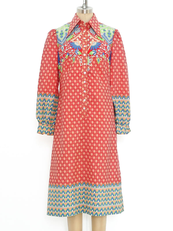 Scarf Printed Floral Shirt Dress Dress arcadeshops.com